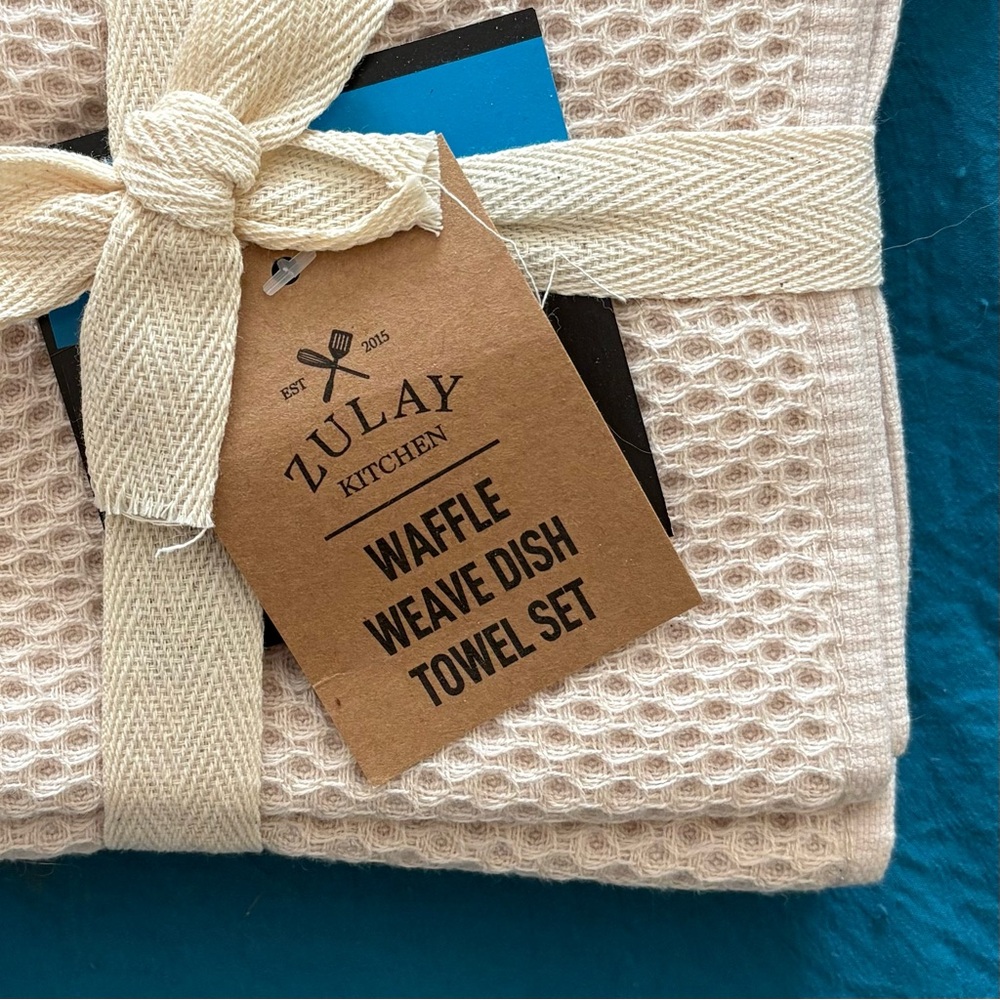 3 FOR $20: Cream Waffle Weave Dish Towel Set